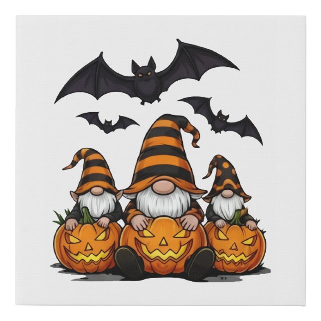 Halloween Gnome Faux Wrapped Canvas Print (Front)