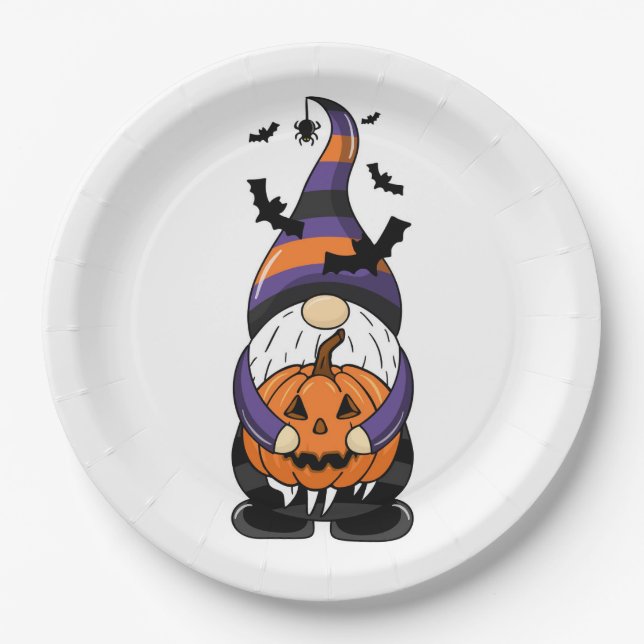 Halloween Gnome Paper Plates (Front)