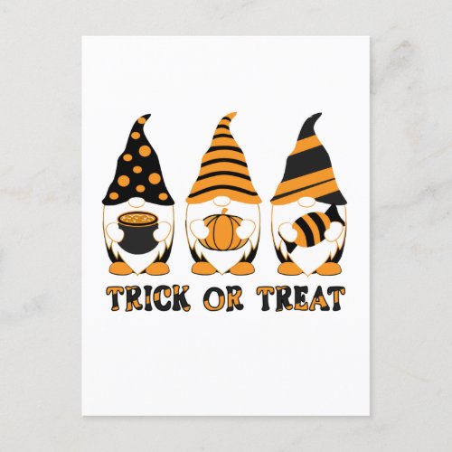 Halloween Gnome Pumpkin Trick or Treat  Postcard