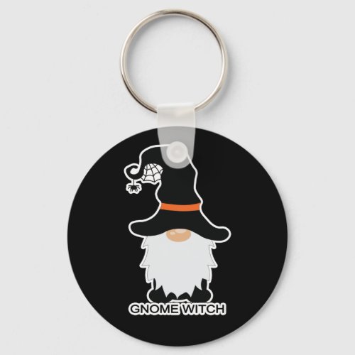 Halloween Gnome Witch White Hair Black Hat Keychain