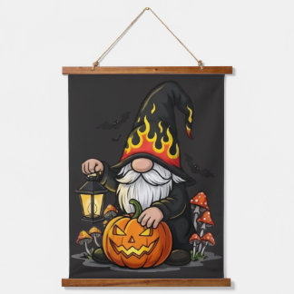 Halloween Gnome Wood Topped Wall Tapestry
