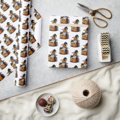 Halloween Gnome Wrapping Paper