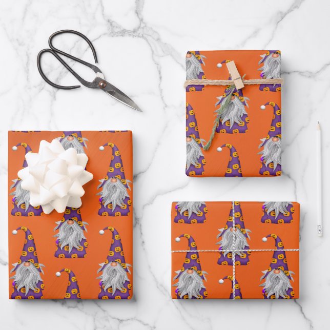 Halloween Gnome  Wrapping Paper Sheets (Front)