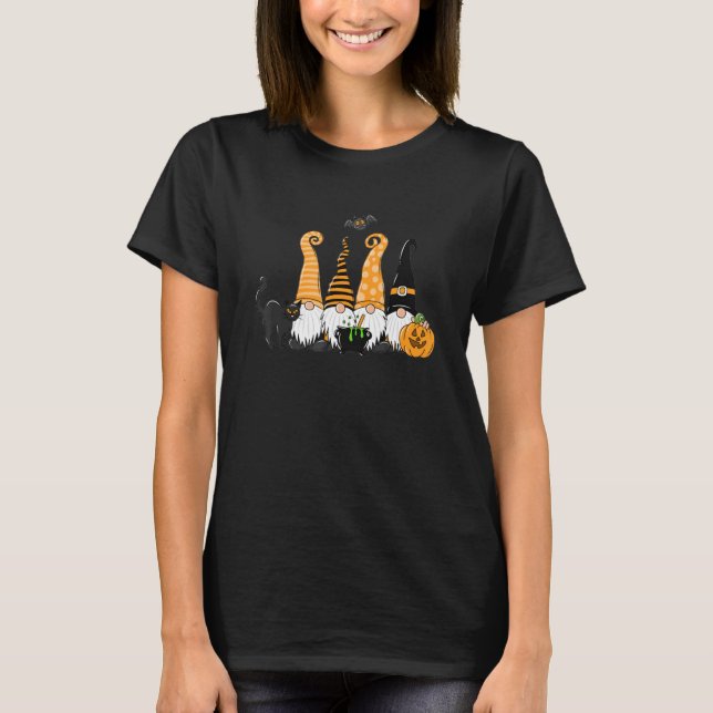 Halloween Gnomes Black Cat Halloween Gnome Truck P T-Shirt (Front)