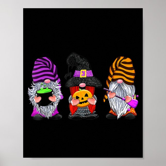 Halloween Gnomes Cute Autumn Pumpkin Fall Fun Holi Poster (Front)