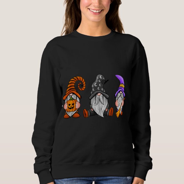 Halloween Gnomes Cute Autumn Pumpkin Fall Holiday Sweatshirt (Front)