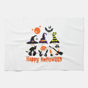 Halloween Gnomes Cute Autumn Pumpkin Fall Kitchen Towel