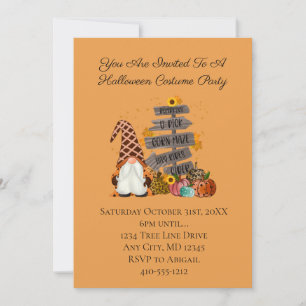 Halloween Gnomes, Fall, Pumpkins, Halloween Party Invitation