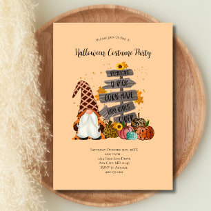 Halloween Gnomes, Fall, Pumpkins, Halloween Party Invitation