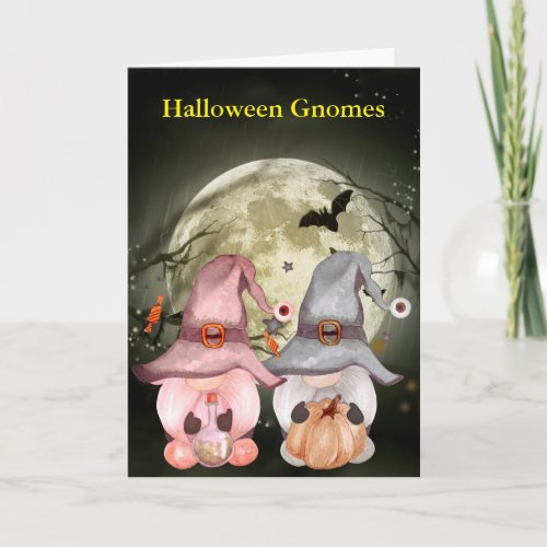 Halloween Gnomes Full Moon Family Note Cards