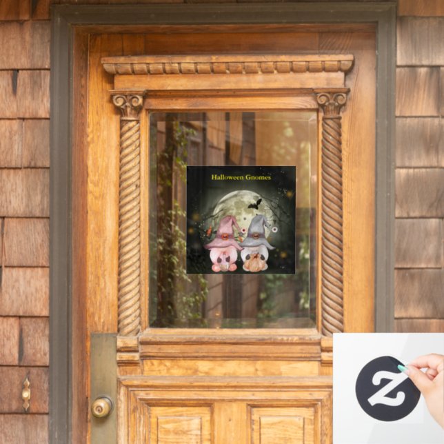 Halloween Gnomes Full Moon Family Window Cling (Home Door)