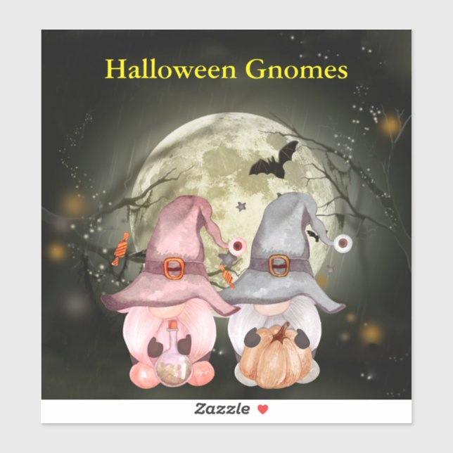 Halloween Gnomes Full Moon Vinyl Sticker (Sheet)