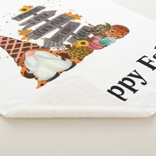 Halloween Gnomes, Happy Fall, Pumpkins, Hayrides Sherpa Blanket Zazzle