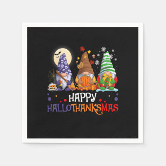 Halloween Gnomes Happy HalloThanksMas Thanksgiving Napkins
