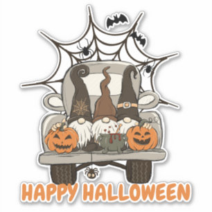 Halloween Gnomes in Spider Web Truck Sticker