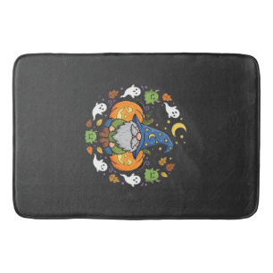 Halloween Gnomes Pumpkin Magic Design Bath Mat