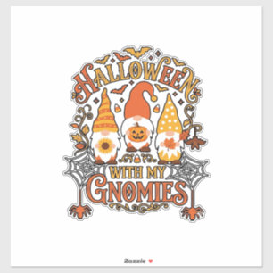 Halloween Gnomies Pumpkin Spider Web Bats_1 Sticker