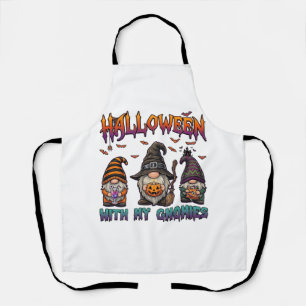Halloween Gnomies Three Gnomes Witch Hat Pumpkin_1 Apron
