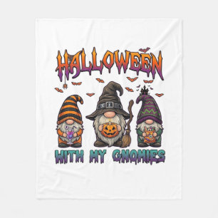 Halloween Gnomies Three Gnomes Witch Hat Pumpkin_1 Fleece Blanket
