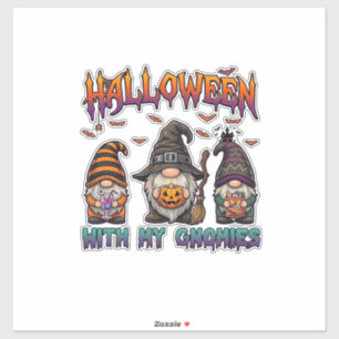 Halloween Gnomies Three Gnomes Witch Hat Pumpkin_1 Sticker