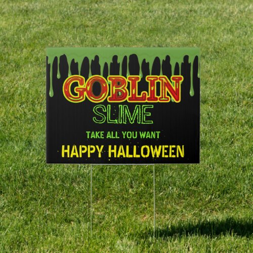 Halloween Goblin Green Slime Red Yellow Black Sign