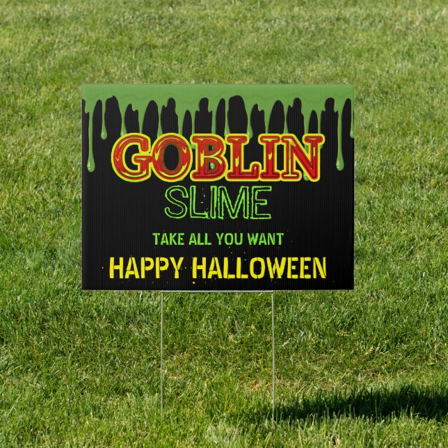 Halloween Goblin Green Slime Red Yellow Black Sign (Insitu)