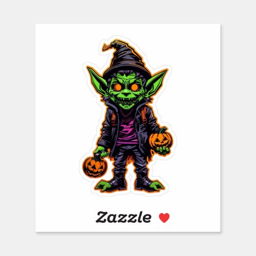 Halloween Goblin With Pumpkin Sticker
