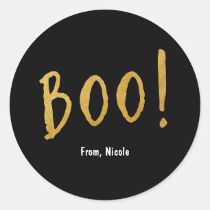 Halloween Gold BOO Black Party Favor Sticker
