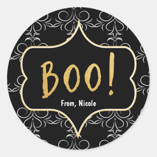 Halloween Gold BOO Black White Elegant Sticker