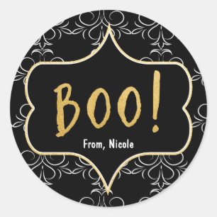 Halloween Gold BOO Black White Elegant Sticker