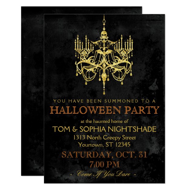 Halloween Gold Chandelier Invitation