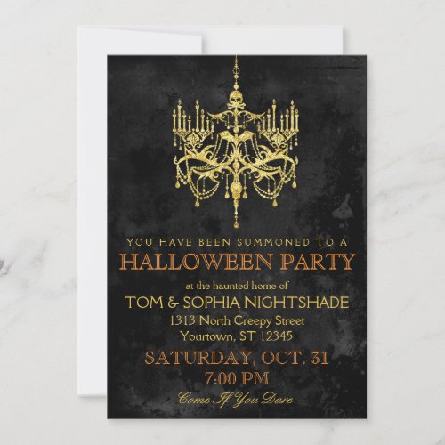 Halloween Gold Chandelier Invitation