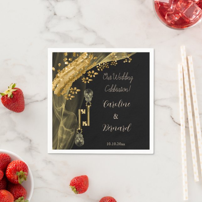 Halloween Gold Nuggets & Spooky Skull Keys    Napkins (Insitu)