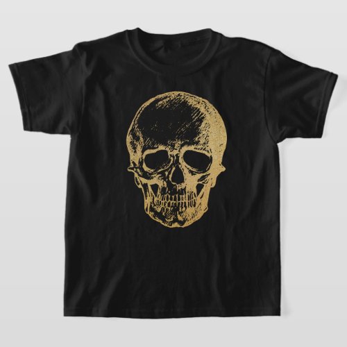 Halloween Gold Skull  T_shirt  Kids