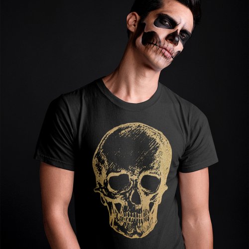 Halloween Gold Skull  T_shirt  Men