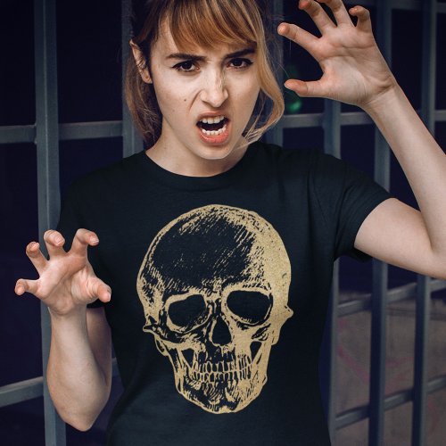 Halloween Gold Skull  T_shirt  Women