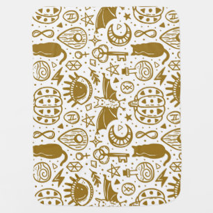 Halloween golden ink, seamless silhouette pattern. baby blanket