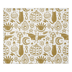 Halloween golden ink, seamless silhouette pattern. duvet cover