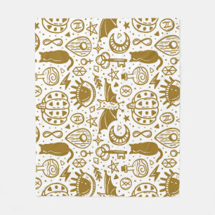 Halloween golden ink, seamless silhouette pattern. fleece blanket