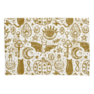 Halloween golden ink, seamless silhouette pattern. pillow case