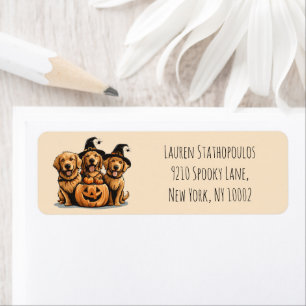 Halloween Golden Retriever Dogs Jack O Lantern Label