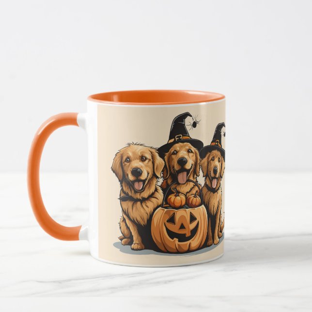 Halloween Golden Retriever Dogs Jack O Lantern Mug (Left)