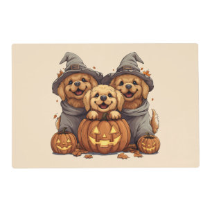 Halloween Golden Retriever Dogs Jack O Lantern Placemat