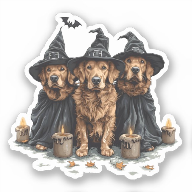 Halloween Golden Retriever Dogs Jack O Lantern Sticker (Front)