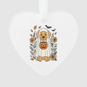Halloween Golden Retriever Flowers Ornament