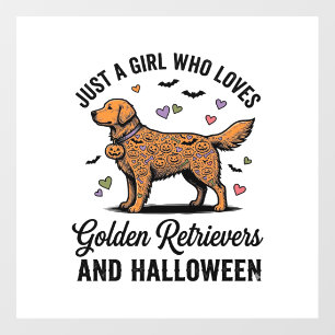 Halloween Golden Retriever Girl Dog Mom Vintage Ar Window Cling