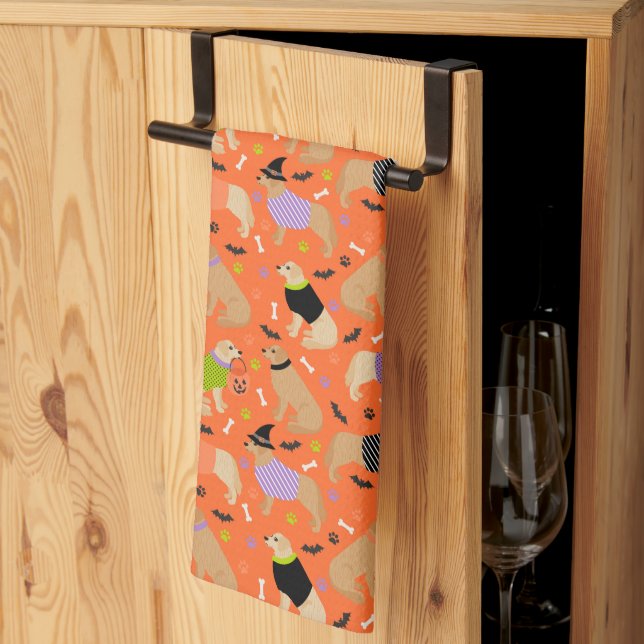 Halloween Golden Retriever Kitchen Towel (Thirds Fold)