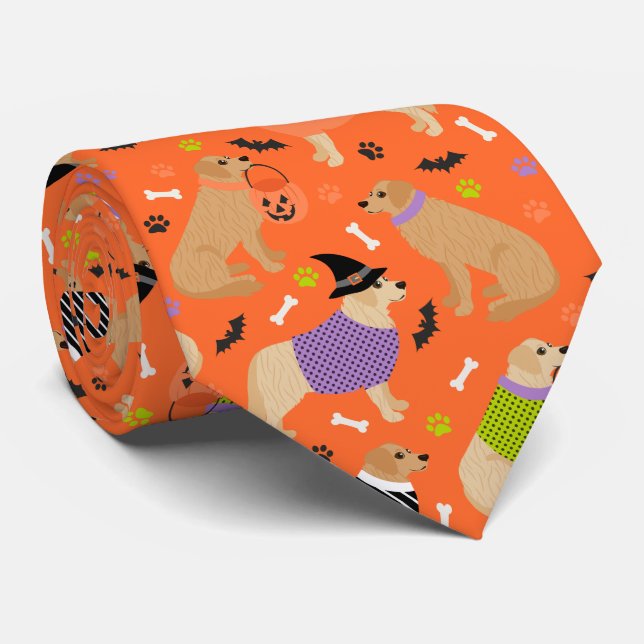 Halloween Golden Retriever Neck Tie (Rolled)