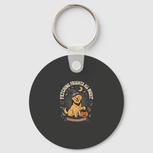 Halloween Golden Retriever Pumpkin Mischief Keychain