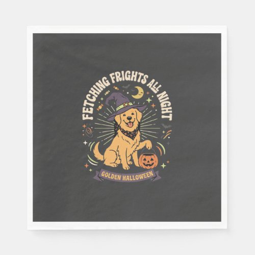 Halloween Golden Retriever Pumpkin Mischief Napkins